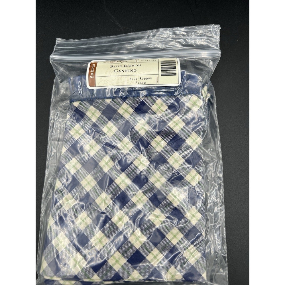 Longaberger Blue Ribbon Canning Basket Liner – Blue Ribbon Plaid – Collectible